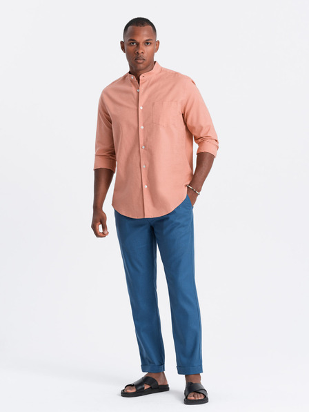 Ombre Clothing Blaue Herren-Chinohose mit Leinen Ombre Clothing