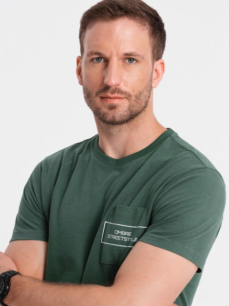 Ombre Clothing Herren T-Shirt aus Baumwolle mit Ombre-Taschenaufdruck Ombre Streetstyle Ombre Kleidung