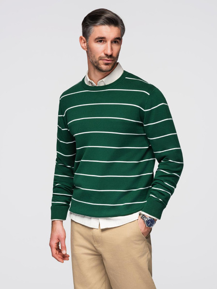 Ombre Clothing Herren Pullover mit Querstreifen grün Ombre Clothing