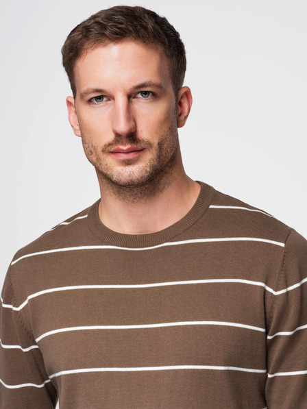 Ombre Clothing Herren Pullover mit horizontalen Streifen braun Ombre Clothing