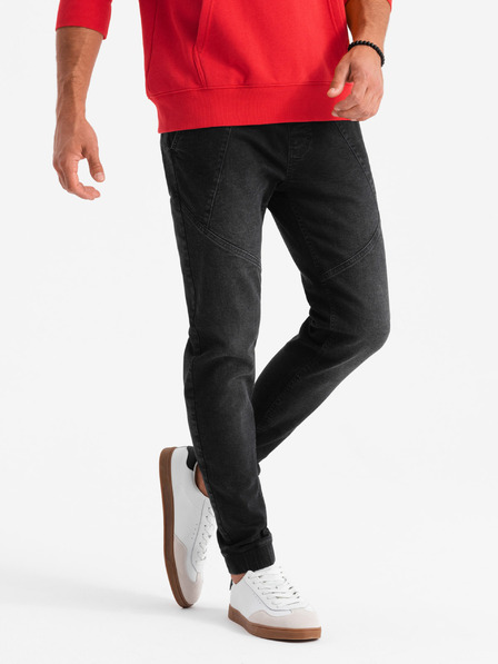 Ombre Clothing Herren-Jeans-Trainingshose mit asymmetrischen Nähten schwarz Ombre Clothing