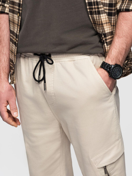 Ombre Clothing Herren Strick-Sweatpants mit Cargotaschen creme Ombre Clothing