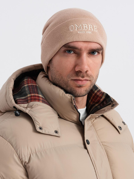 Ombre Clothing Herren-Strickmütze mit gestickter Aufschrift „Ombre Clothing“.