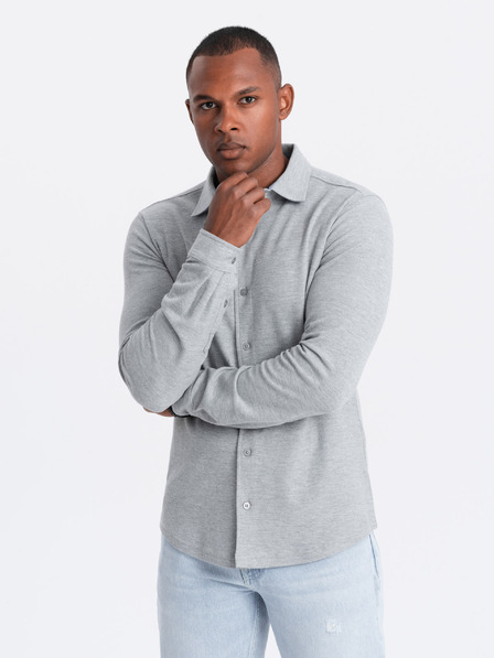 Ombre Clothing Herren Strickhemd mit schmalen Ärmeln Ombre Kleidung