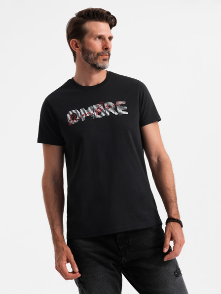 Ombre Clothing Herren-T-Shirt aus Baumwolle mit zarter Stickerei Ombre Clothing
