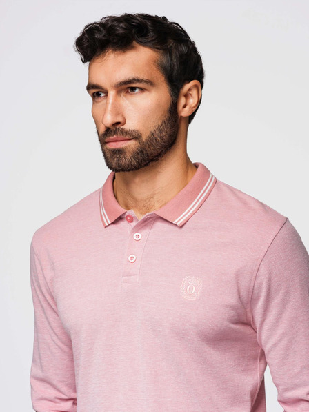 Ombre Clothing Langärmeliges besticktes Herren-Poloshirt Ombre Clothing