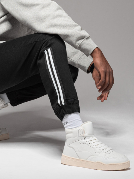 Ombre Clothing Herren-Trainingshose aus Denim mit Borte - schwarz V2 OM-PADJ-0156 Ombre Clothing