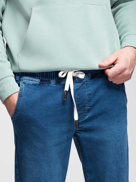 Ombre Clothing Herren-Trainingshose aus Denim mit Besatz - blau V3 OM-PADJ-0156 Ombre Clothing