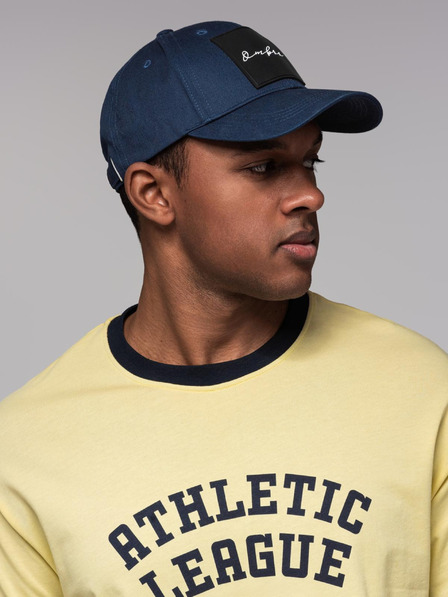 Ombre Clothing Herren-Baseballmütze mit großem Aufnäher dunkelblau Ombre Clothing