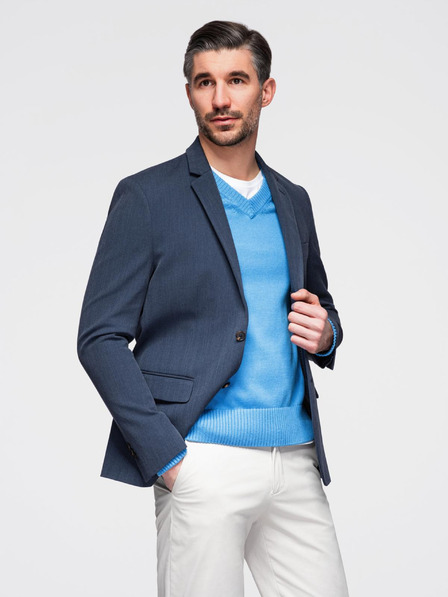 Ombre Clothing Eleganter Herren Blazer aus Wollmischung Marineblau Ombre Clothing