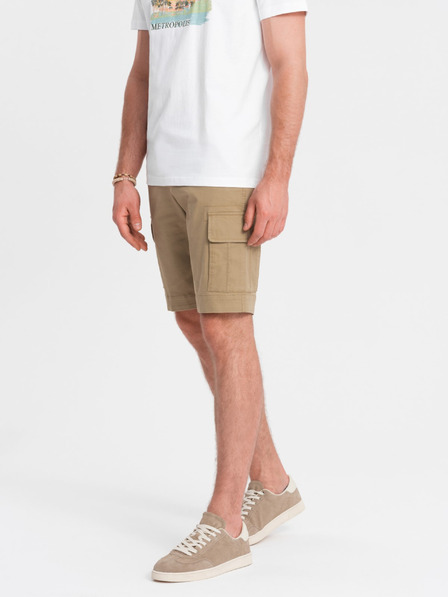 Ombre Clothing Einfarbige Herren-Cargo-Shorts mit Cargotaschen - Sand V1 OM-SRCG-0133 Ombre Clothing