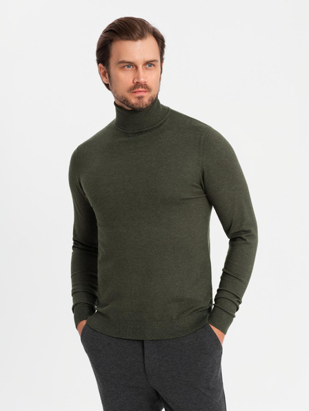 Ombre Clothing Herren-Rollkragenpullover aus Strick mit Viskose - dunkelgrau V5 OM-SWTN-0127 Ombre Clothing