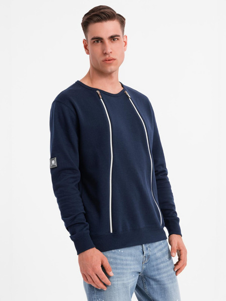 Ombre Clothing Gewaschene Herren-Sweatjacke mit dekorativer Naht am Ausschnitt Ombre Clothing