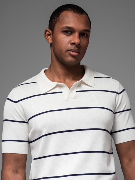 Ombre Clothing Herren-Poloshirt aus Viskose mit horizontalen Streifen Ombre Clothing