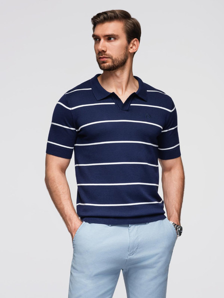 Ombre Clothing Herren-Poloshirt aus Viskose mit horizontalen Streifen Ombre Clothing