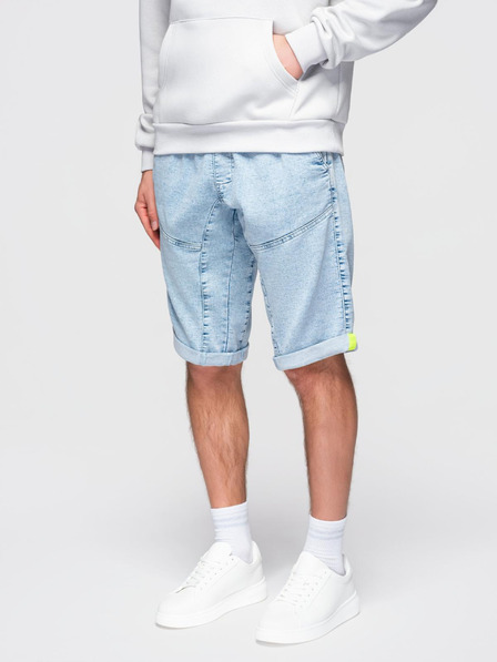 Ombre Clothing Herren-kurze Jeans-Shorts mit dekorativer Steppnaht - hellblau