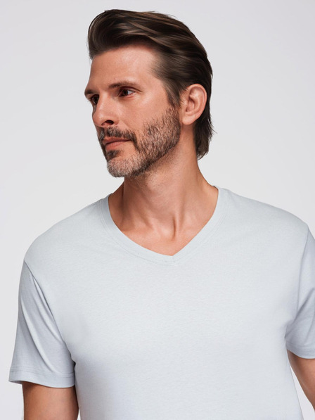 Ombre Clothing Herren-Klassik-T-Shirt BASIC mit V-Ausschnitt - hellgrau