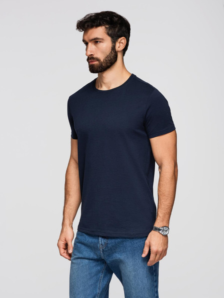 Ombre Clothing Herren klassisches Baumwoll-T-Shirt BASIC - dunkelblau