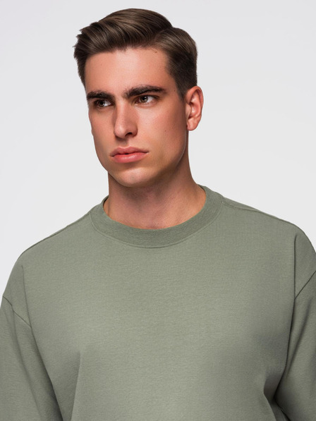 Ombre Clothing Herren Baumwoll-T-Shirt LOOSE FIT mit Rundhalsausschnitt - khaki