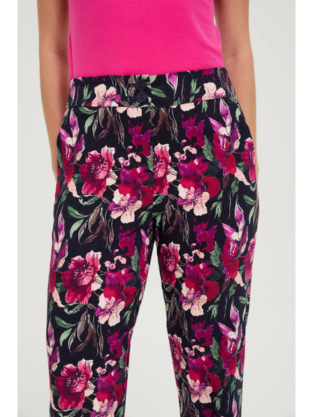 Moodo Hose mit Blumenmuster dunkelblau Moodo