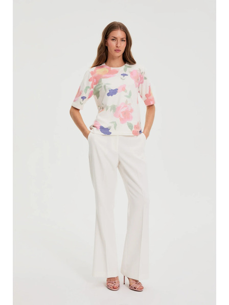 Moodo Hose mit weiten Beinen in Kante weiß Moodo