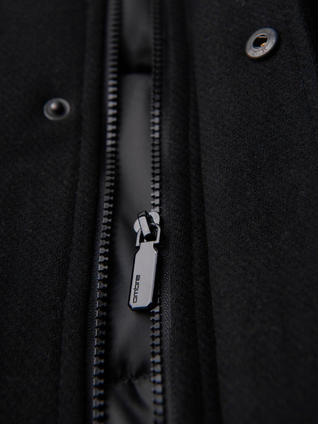 Ombre Clothing Herren-Wollparkajacke mit Kapuze - Schwarz V1 OM-COWC-0132 Ombre Clothing