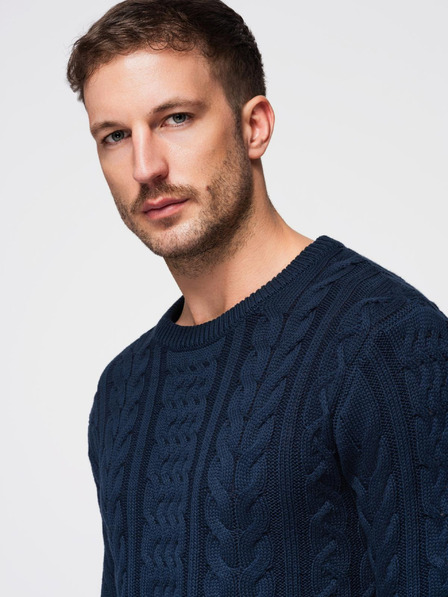 Ombre Clothing Herren-Eleganter Pullover mit interessantem Muster - Dunkelblau V5 OM-SWSW-0173 Ombre Clothing