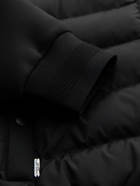 Ombre Clothing Gesteppte Bomberjacke mit Kapuze und Strickärmeln - schwarz V1 OM-JALP-0298 Ombre Clothing