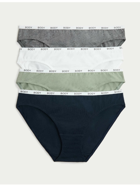 Marks & Spencer Bikini-Slip mit hohem Baumwollanteil, 4er-Pack von Marks & Spencer in Blau