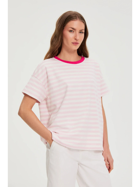 Moodo Oversized Sweatshirt mit Streifen rosa Moodo