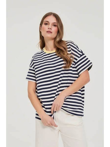 Moodo Oversized Sweatshirt mit Streifen dunkelblau Moodo