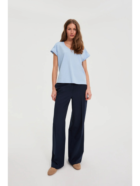 Moodo Bluse mit Spitze an den Ärmeln hellblau Moodo