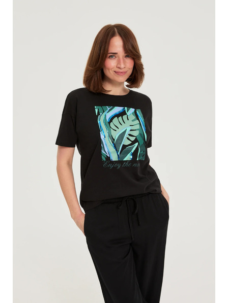 Moodo T-Shirt mit Druck schwarz Moodo