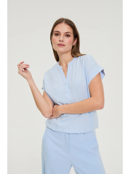 Moodo Hellblaues gestreiftes Hemd Moodo