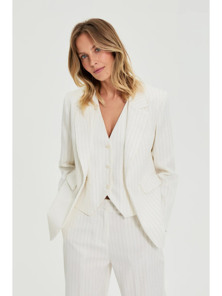Moodo Weiß gestreifter Blazer von Moodo