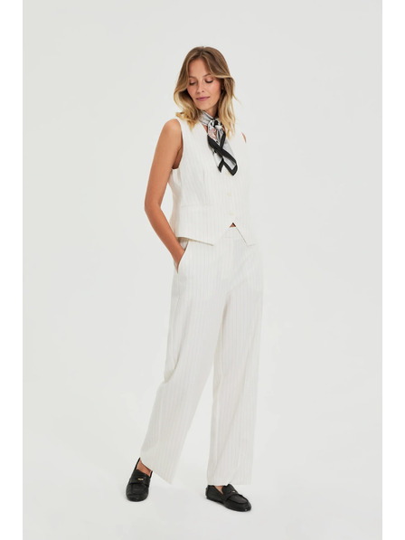 Moodo Anzughosen mit Streifen weiß Moodo