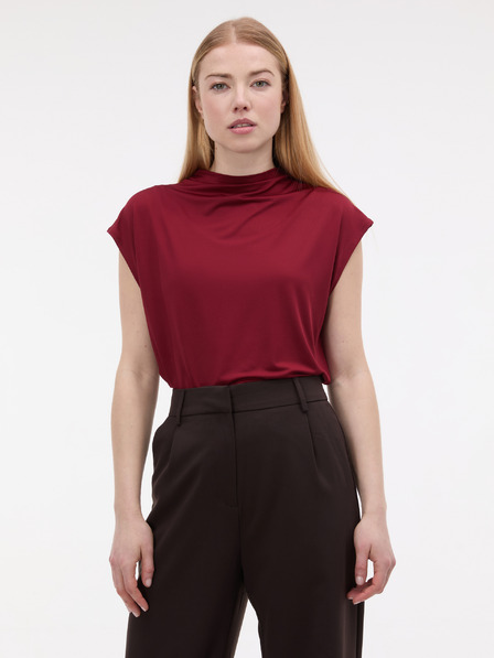 Orsay Weinrotes Damen-T-Shirt mit kurzen Ärmeln ORSAY