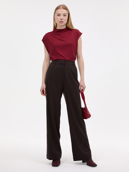 Orsay Weinrotes Damen-T-Shirt mit kurzen Ärmeln ORSAY