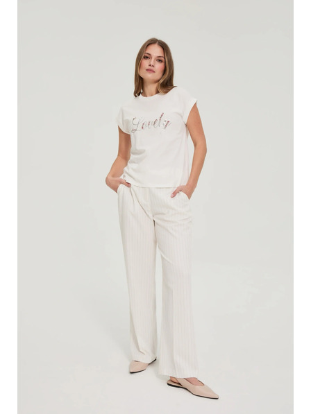 Moodo T-Shirt mit Druck und Perlen weiß Moodo