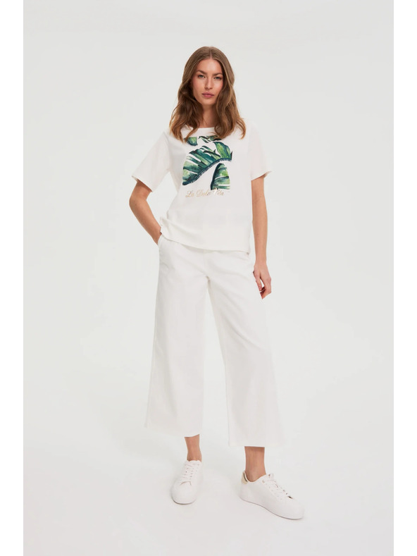 Moodo Baumwollbluse mit Print weiß Moodo