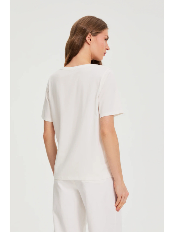 Moodo Baumwollbluse mit Print weiß Moodo