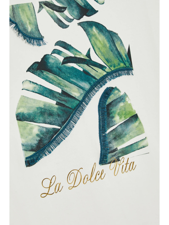 Moodo Baumwollbluse mit Print weiß Moodo