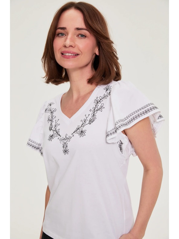 Moodo Baumwollbluse mit Print weiß Moodo