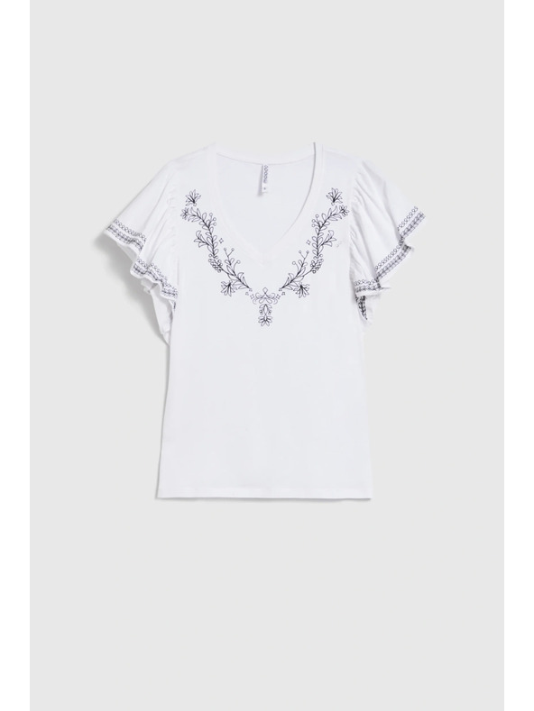 Moodo Baumwollbluse mit Print weiß Moodo