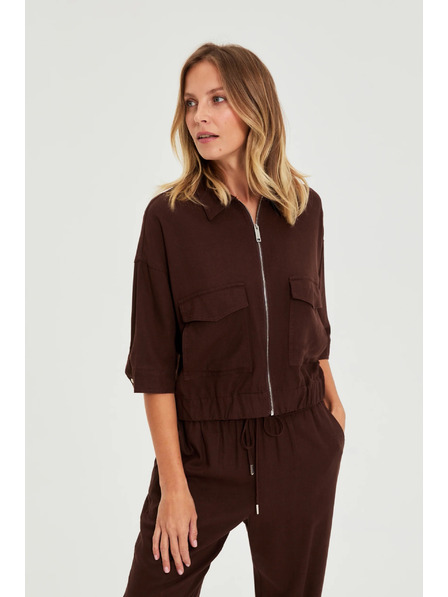 Moodo Jacke mit Leinen braun Moodo