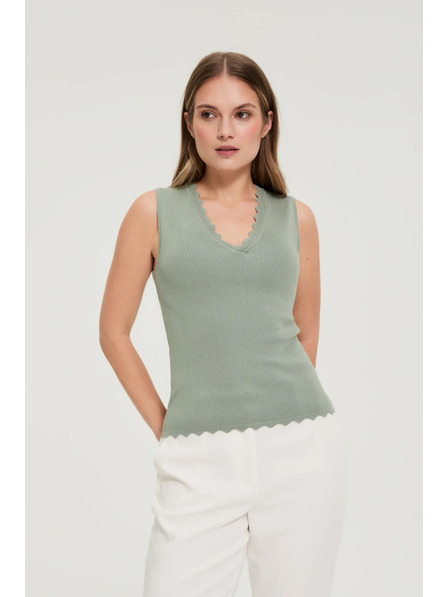 Moodo Glatte olivgrüne Bluse Moodo