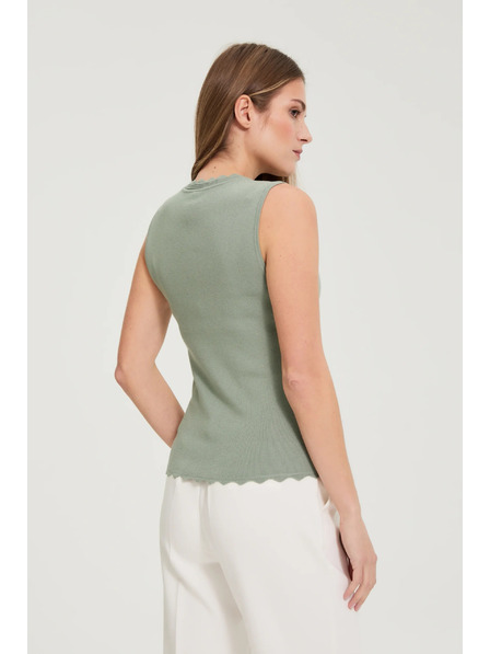 Moodo Glatte olivgrüne Bluse Moodo