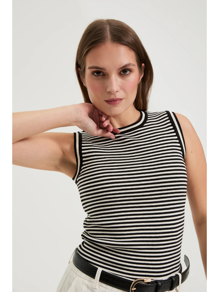 Moodo Gestreiftes Top weiß-schwarz Moodo