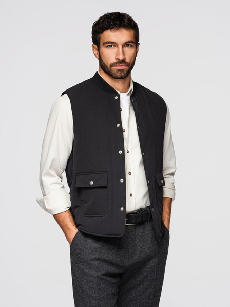 Ombre Clothing Herren-Freizeit-Weste ohne Ärmel mit vertikaler Steppung - schwarz V1 OM-JAVJ-0323 Ombre Clothing