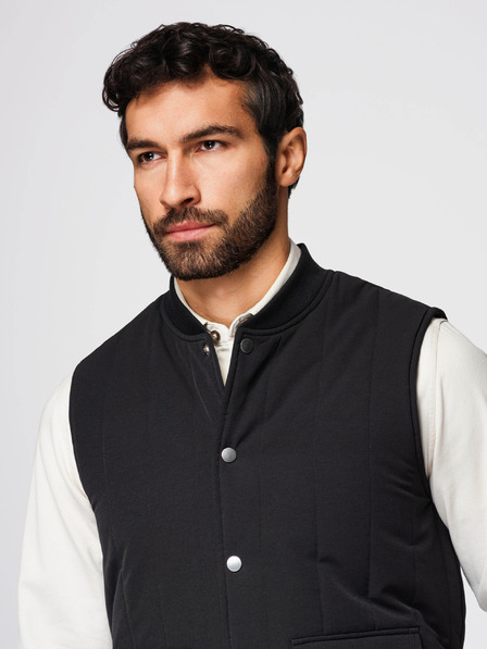 Ombre Clothing Herren-Freizeit-Weste ohne Ärmel mit vertikaler Steppung - schwarz V1 OM-JAVJ-0323 Ombre Clothing